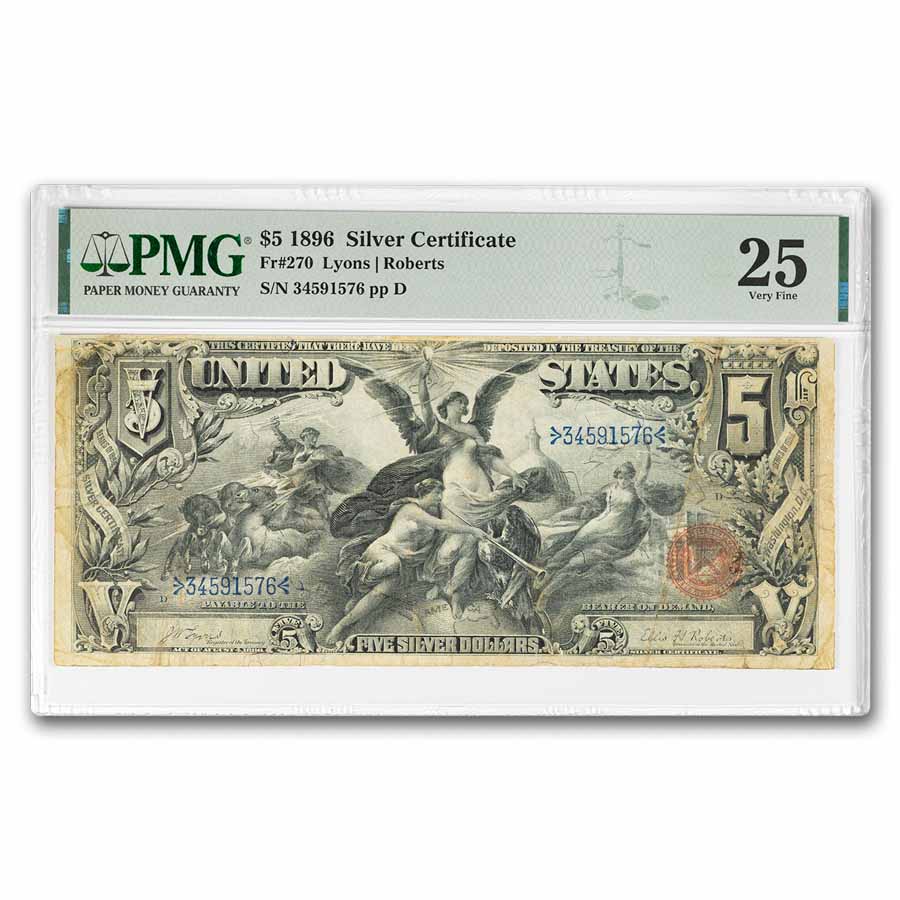 1896 $5.00 Silver Certificate Educational VF-25 PMG (Fr#270) | eBay
